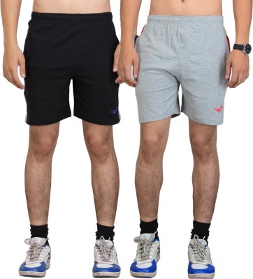 Vego Solid Men Black, Grey Basic Shorts