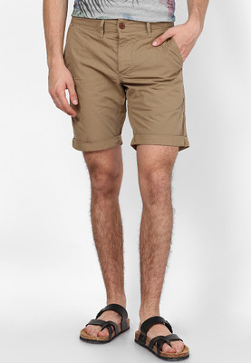 

Jack & Jones Solid Men' Beige Basic Shorts, Dark camel