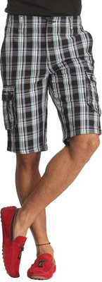 

Born Free Checkered Men's Multicolor Bermuda Shorts, Blue red