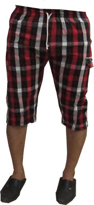 

Revinfashions Checkered Men's Red Basic Shorts, Black;red