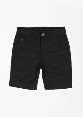 

United Colors of Benetton Short For Boys Solid Cotton Polyester Blend(Black, 100