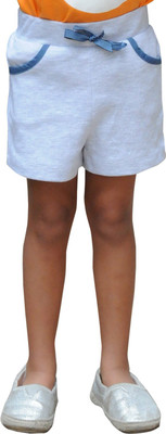 

Snowflakes Short For Girls Solid Cotton(White, Pack of 1, Off white