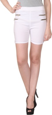 TeeMoods Solid Women White Basic Shorts at flipkart