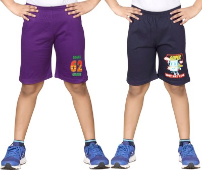dongli Short For Boys Casual Solid Cotton Blend(Dark Blue, Pack of 2)