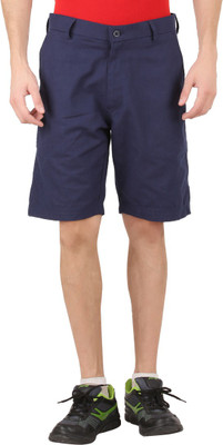 CHECKERSBAY Solid Men Dark Blue Basic Shorts