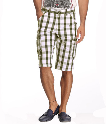 

Born Free Checkered Men's Multicolor Bermuda Shorts, Green