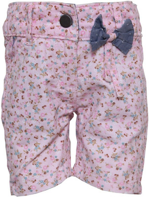 

Tales & Stories Short For Girls Floral Print Cotton Linen Blend, Cotton Nylon Blend, Cotton Linen Blend(Pink, Pack of 1