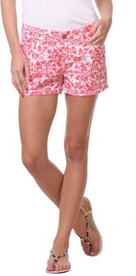 

Kotty Floral Print Women's Pink Hotpants, Red and white