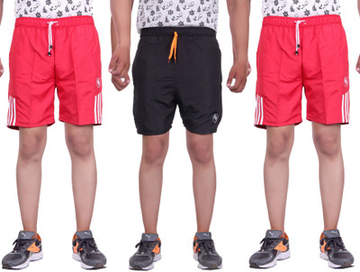 

Belmarsh Striped Men's Multicolor Sports Shorts, Black;red