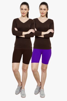 Softrose Solid Women Purple, Brown Cycling Shorts