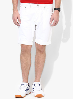 

Jack & Jones Solid Men' White Denim Shorts