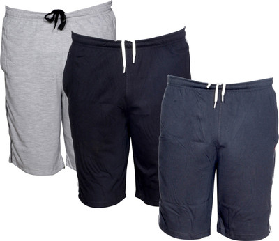 Tullis Solid Men Blue, Black, Grey Bermuda Shorts