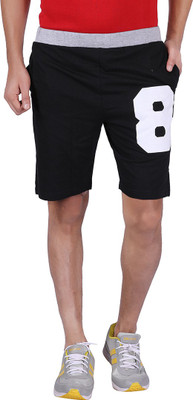 HOTFITS Graphic Print Men Black Basic Shorts