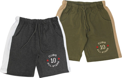 

JusCubs Short For Boys Solid Cotton(Multicolor, Pack of 2, Charcol & olive green