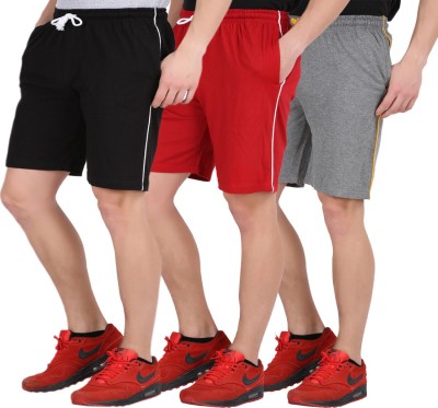 CHECKERSBAY Solid Men Red, Black, Grey Sports Shorts