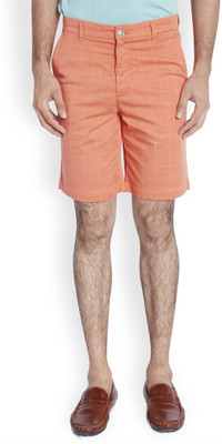 

Raymond Checkered Men's Orange Basic Shorts