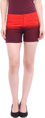 CAMPUS SUTRA Solid Women Red Hotpants