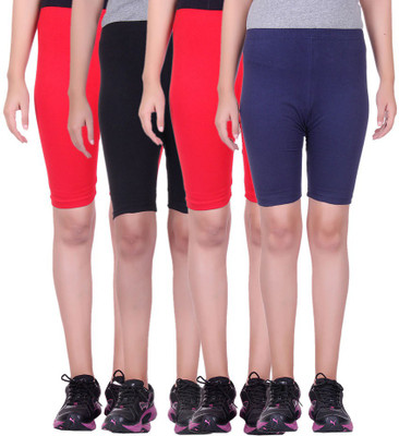 

Alisha Solid Women's Multicolor Cycling Shorts, Black;navy;red