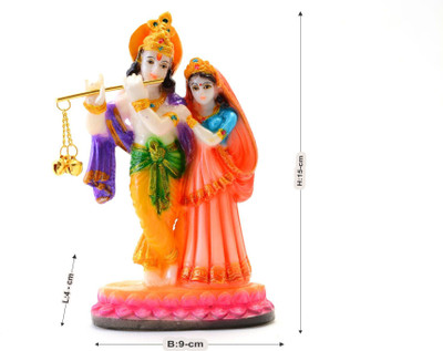 

K&P Radha Krishna Lotus Decorative Showpiece - 15 cm(Polyresin, Multicolor)