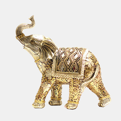 

X-Gift Aramani Golden color elephant Decorative Showpiece - 21 cm(Polyresin, Gold)