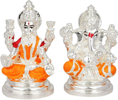 

Jewel99 Ganesh & Laxmi Decorative Showpiece - 5.8 cm(Silver, Silver)