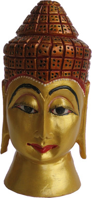 

Craft International Wooden Buddha Head Painted Statue Home Decor Sculpture, 6 Inch Decorative Showpiece - 15 cm(Wooden, Gold)