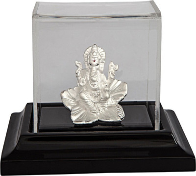 23% OFF on Siri Creations 999 Pure Silver Ganesha Idol with Acralyic Base with flower Decorative Showpiece - 7 cm(Brass, Silver) 23% OFF on Siri Creations 999 Pure Silver Ganesha Idol with Acralyic Base with flower Decorative Showpiece - 7 cm(Brass, Silver)
