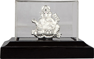

Siri Creations 999 Pure Silver Ganesha Idol with Acralyic Base Decorative Showpiece - 5.5 cm(Silver, Silver)