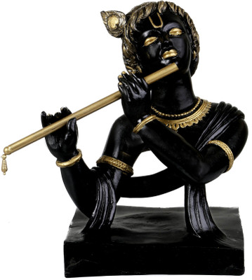 

Global Voice black n goldan statie of lord krishna Decorative Showpiece - 27 cm(Polyresin, Multicolor)