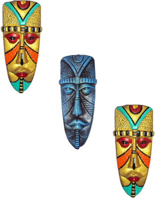 

Hand Artz Terracotta Home Decorative Egyptian Mask Combo Wall Hanging Decorative Showpiece - 15 cm(Terracotta, Multicolor)
