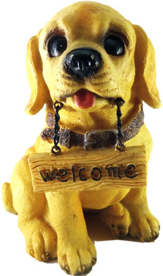 

Amazin New Welcome Dog Decorative Showpiece - 14 cm(Polyresin, Yellow)