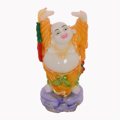 

eCraftIndia Feng Shui Laughing Buddha with Hands Up Decorative Showpiece - 15.24 cm(Polyresin, Multicolor)