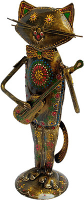 

Sancheti Art Guitar Musician Cat Decorative Showpiece - 35 cm(Iron, Gold, Multicolor)