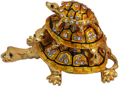 

DivyaMantra Bejeweled Wish Fulfilling Three Tier Tortoise Decorative Showpiece - 5.5 cm(Aluminium, Multicolor)