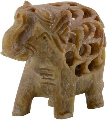 

Freshings Gaurara Carved Trunk Up Elephant Decorative Showpiece - 7.6 cm(Stoneware, Multicolor)
