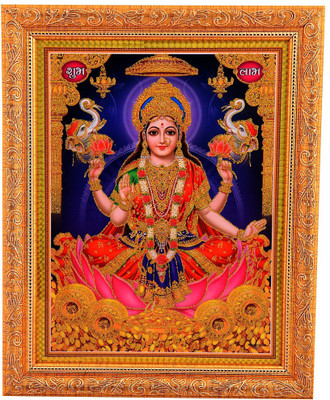 

BM Traders Golden Zari Work Photo of Laxmiji With Gloden Frame Decorative Showpiece - 35.56 cm(Wooden, Gold)