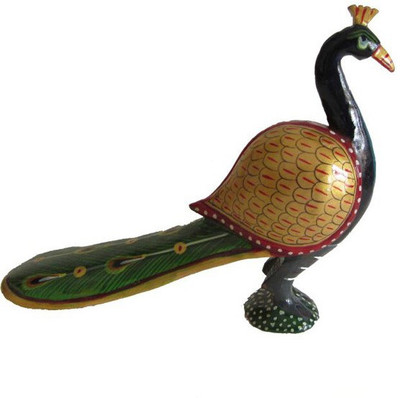 

JaipurCrafts Sitting Peacock Decorative Showpiece - 10.16 cm(Wooden, Multicolor)