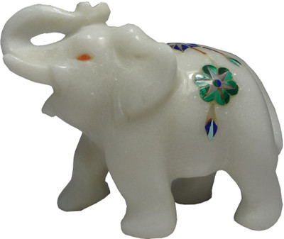 

Avinash Handicrafts Marble Inlaid Elephant 2" Decorative Showpiece - 5.5 cm(Stoneware, Multicolor)
