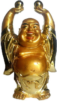 

Divine Temples Auspicious Fengshui Laughing Buddha Decorative Showpiece - 11 cm(Polyresin, Gold)