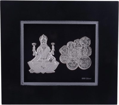 

Siri Creations 999 Pure Silver Lakshmi With Indian Coins Acralyic Frame Decorative Showpiece - 22.5 cm(Silver, Silver)