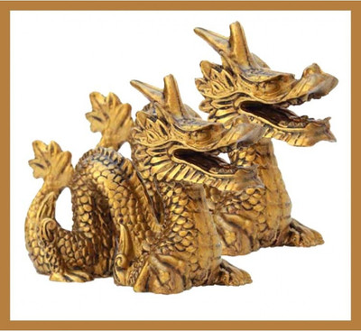 

Anjalika Dragon Pair Decorative Showpiece - 10 cm(Polyresin, Copper)