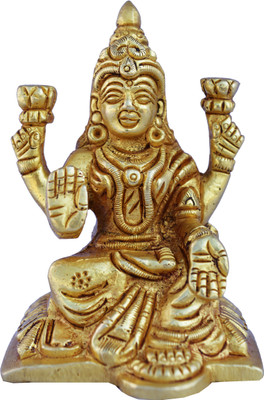 aakrati Goddess Lakshmi Statue of Brass Decorative Showpiece - 8 cm(Brass, Yellow) aakrati Goddess Lakshmi Statue of Brass Decorative Showpiece - 8 cm(Brass, Yellow)