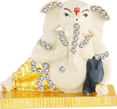 

Kulin Aaram Ganesh | Ganpati | Lord Ganesha Idol - Statue Gift item Decorative Showpiece - 4 cm(Gold Plated, Yellow)