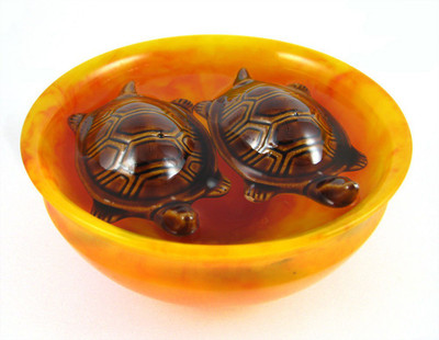 Feng Shui Floating Tortoise In Bowl Showpiece Decorative Showpiece  -  11 cm(Polyresin, Multicolor)
