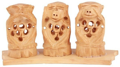 

ByCue Gandhi Monkey Decorative Showpiece - 5 cm(Wooden, Brown)