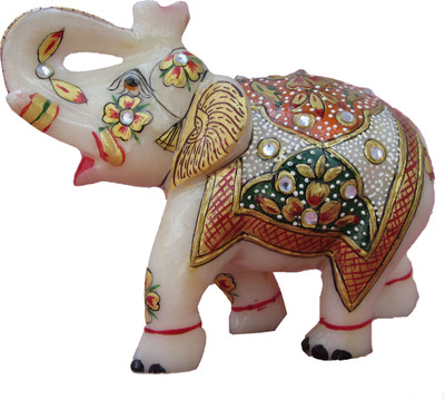 

eCraftIndia Saluting Elephant embossed with Colorful Stones Decorative Showpiece - 7.7 cm(Stoneware, Multicolor)