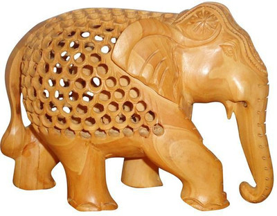 

ByCue Elephant Artifact Decorative Showpiece - 12 cm(Wooden, Brown)