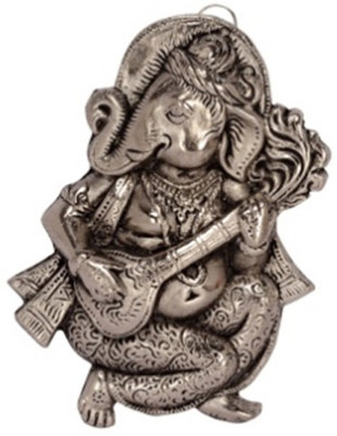 

AapnoCrafts Wall Hanging Of Lord Ganesha As Musician Decorative Showpiece - 15.24 cm(Aluminium, Silver)