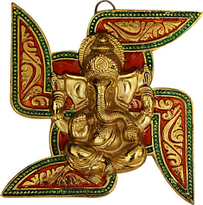 

Elite Statues Wall Hanging of God Ganesha on Spiritual Swastik Sign For Home Decor & Office/ Perfect Gifting Option Decorative Showpiece - 18 cm(Alloy, Multicolor)