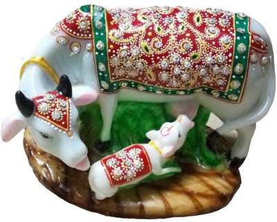

Mariyam Marble Stonework Decorative Cow with Carved Baby Decorative Showpiece - 12 cm(Polyresin, Marble, Multicolor)